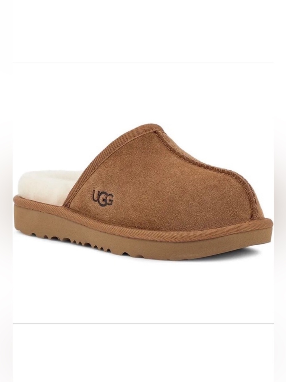 UGG Keegan Chestnut Suede Shearling Slide Slippers Kids 12M Cozy House Shoes